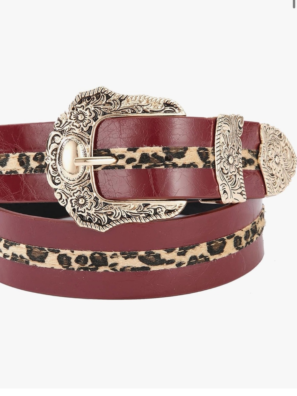 Red Leopard Western Belt